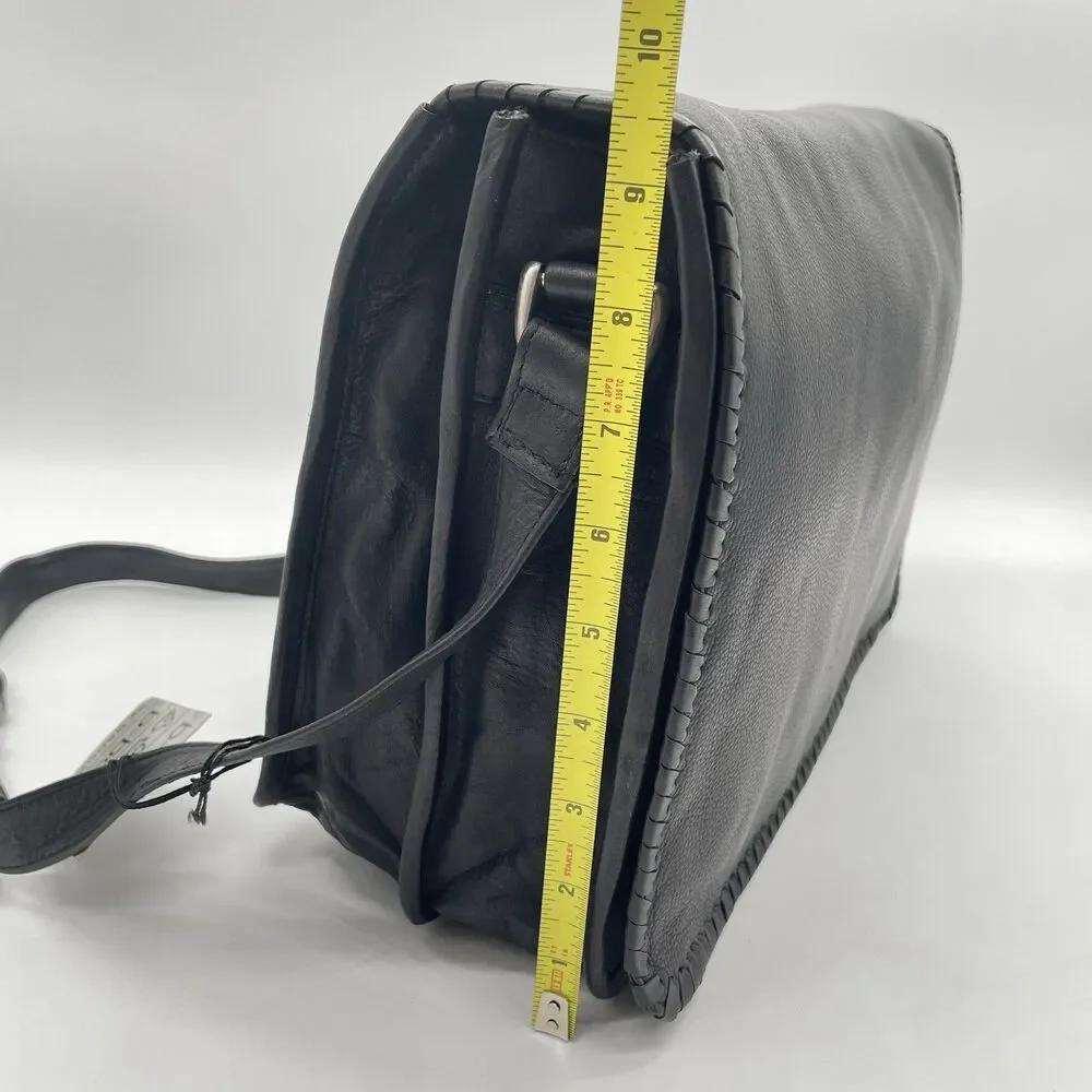 B-Bags Barganza Leather Messenger Bag Black Briefcase 8737W NWT 13x9.5x5